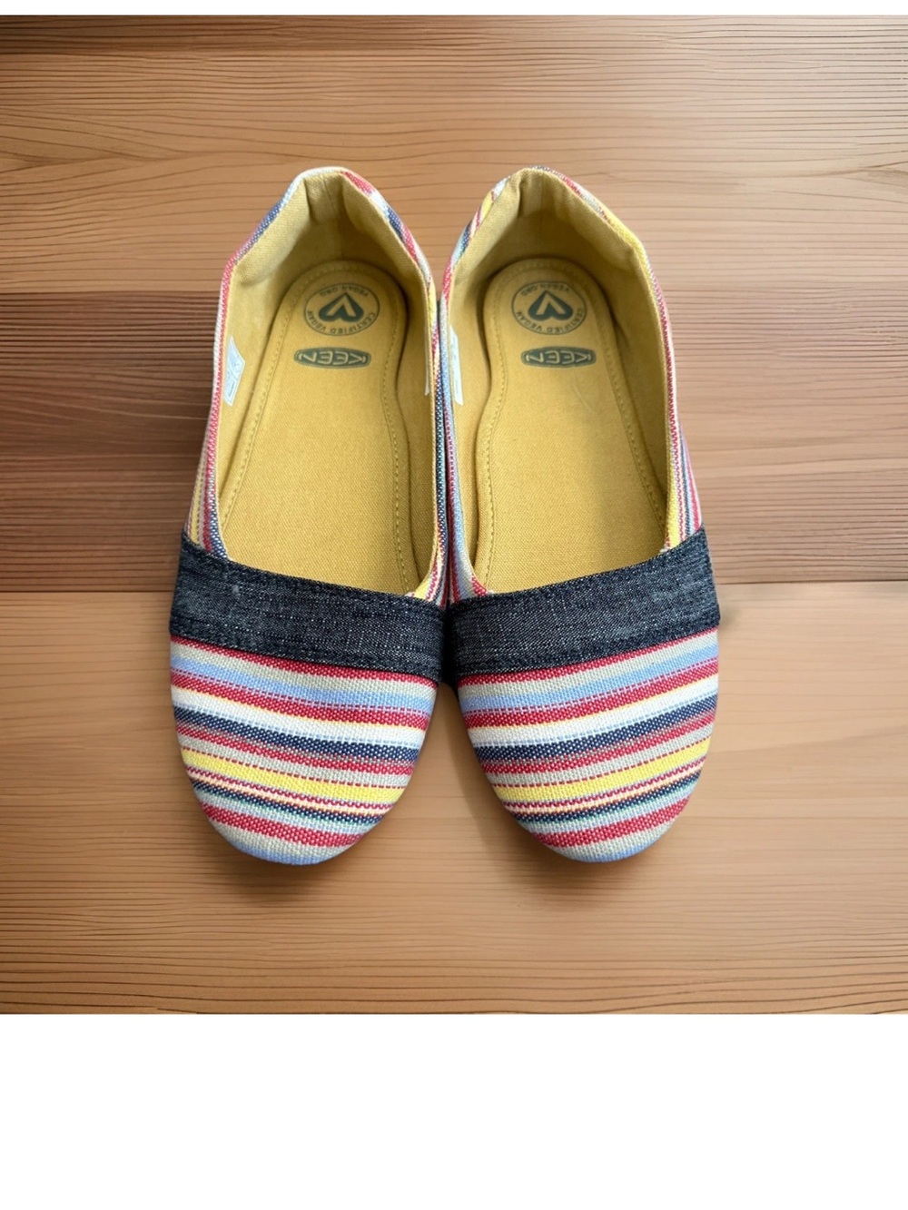 KEEN Women’s Ballet Flat Slip Ons Shoes, Striped Canvas, Size 9